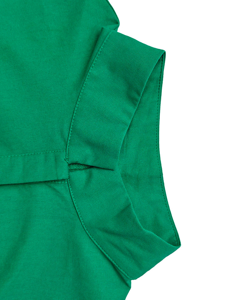 Combinaison boutonnée à jambes larges, sans manches, à col montant, couleur unie