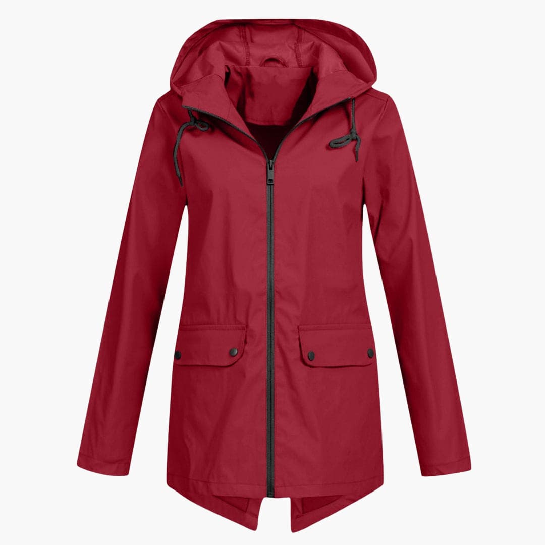 Manteau de pluie pour femmes avec capuche réglable et fermeture éclair