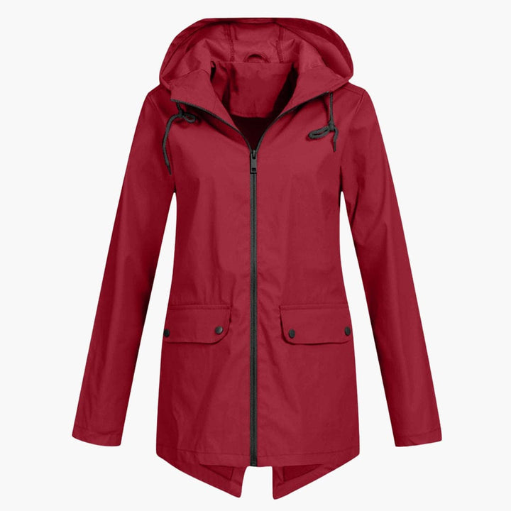 Manteau de pluie pour femmes avec capuche réglable et fermeture éclair