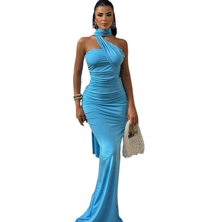 Diana - Robe maxi drapée à une épaule