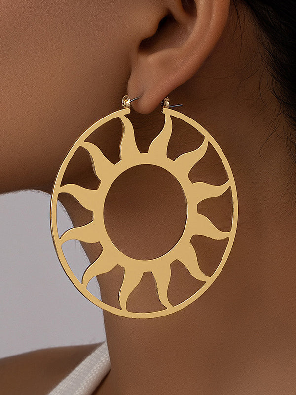 Boucle d'oreille soleil creuse de couleur unie