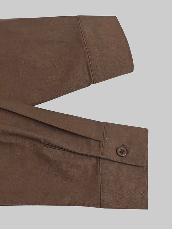 Robe chemise ample plissée à manches bouffantes, à empiècements, à col revers, couleur unie
