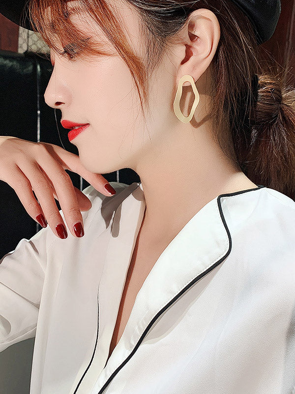 Boucles d'oreilles simples en alliage à géométrie irrégulière Normcore