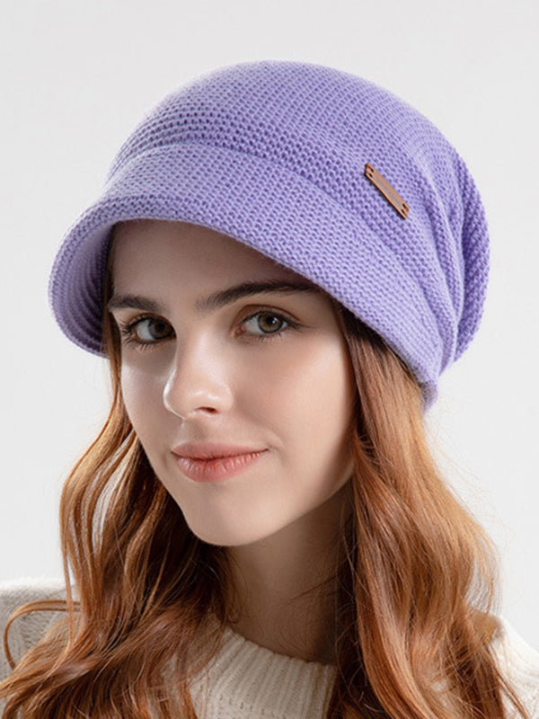 Chapeaux à empiècements de couleur unie à bord plat Chapeaux tricotés