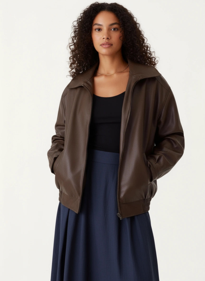 Vanessa | Veste en cuir vintage oversize pour femmes