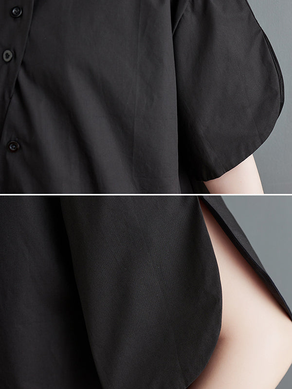 Hauts de chemise à revers de couleur unie à coupe irrégulière