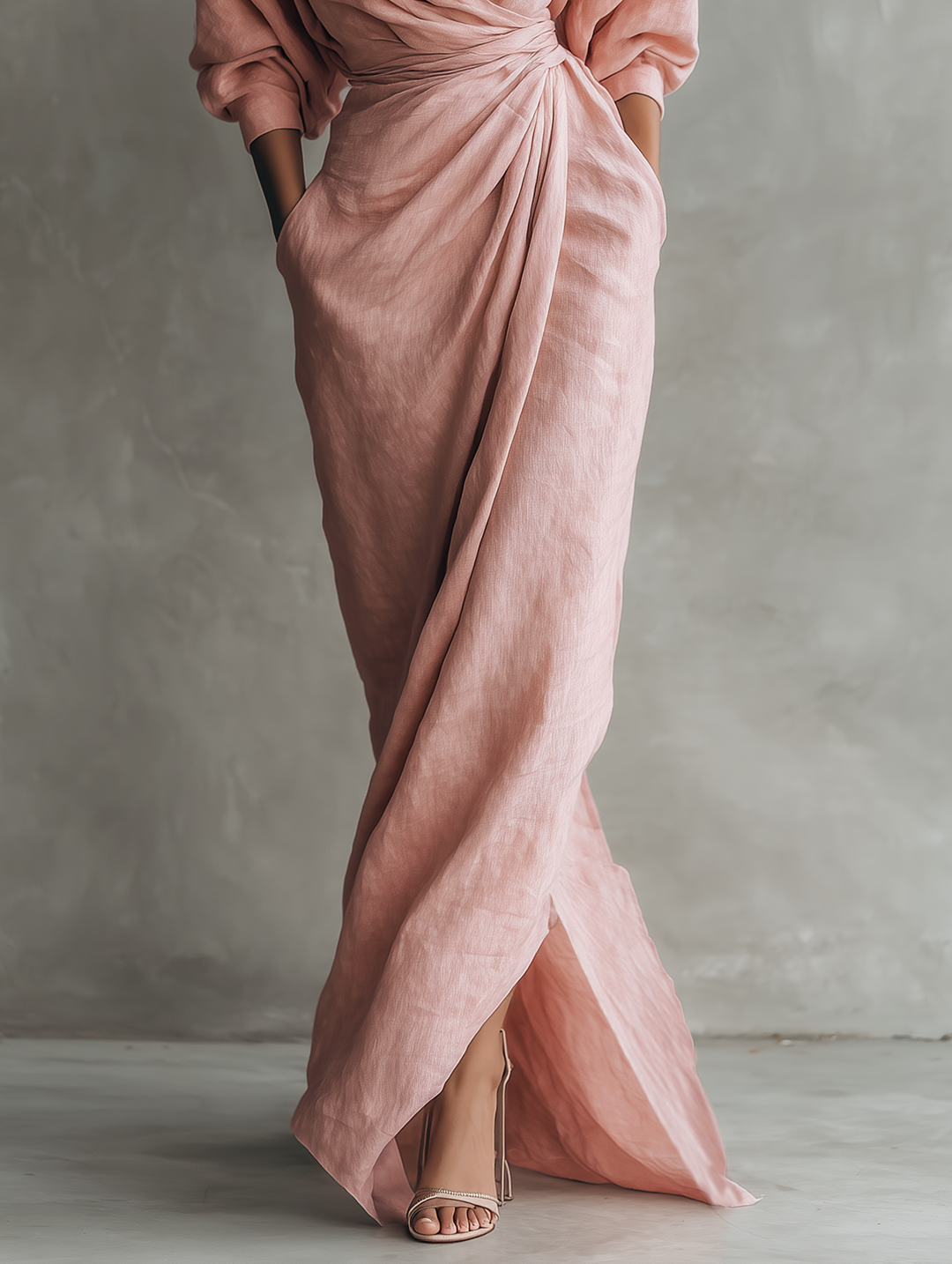 Roxa | Robe Maxikleid Rosa avec décolleté en V