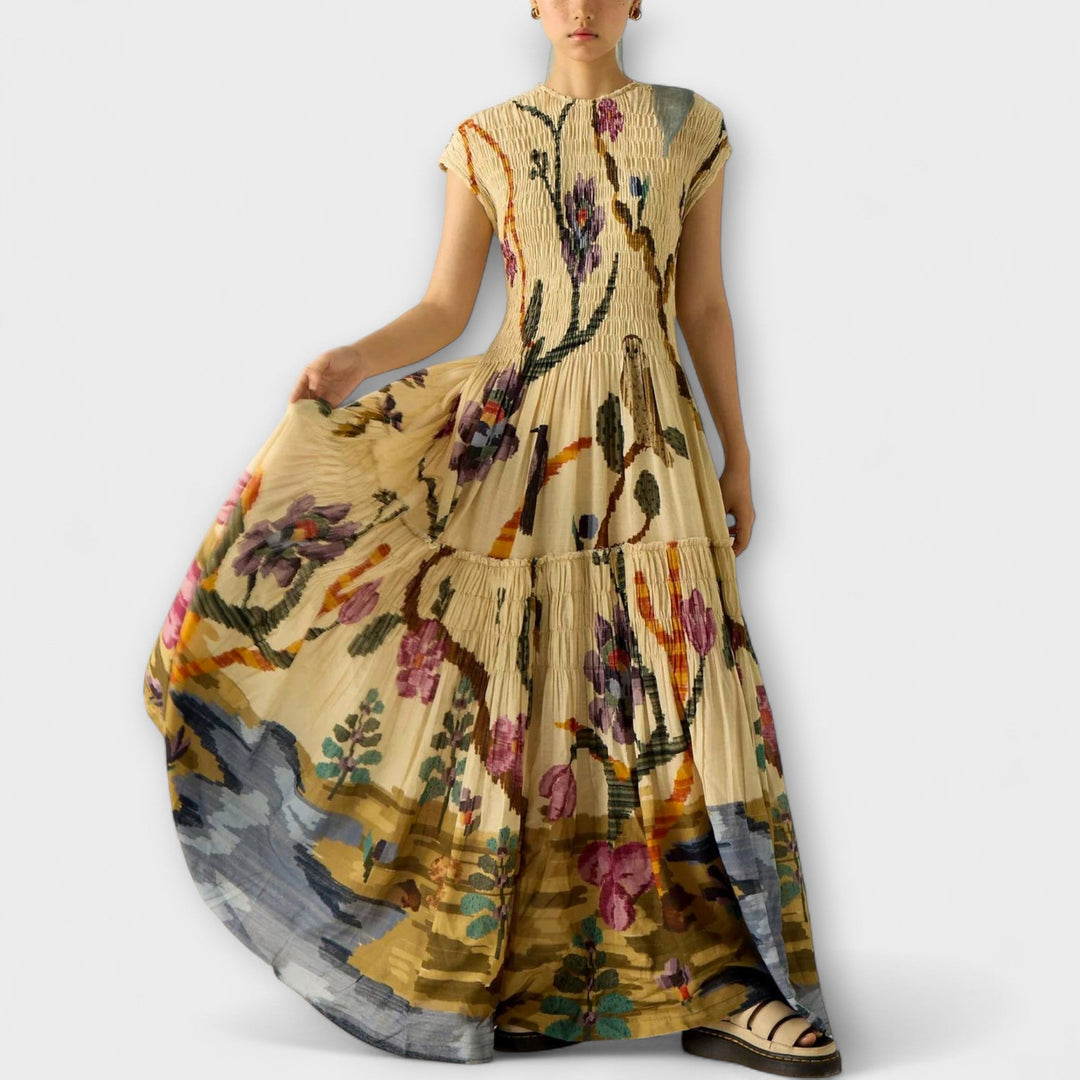 Amanda - Robe maxi avec imprimé plissé