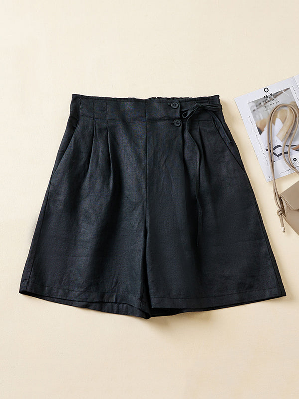 Short ample à taille élastique, couleur unie