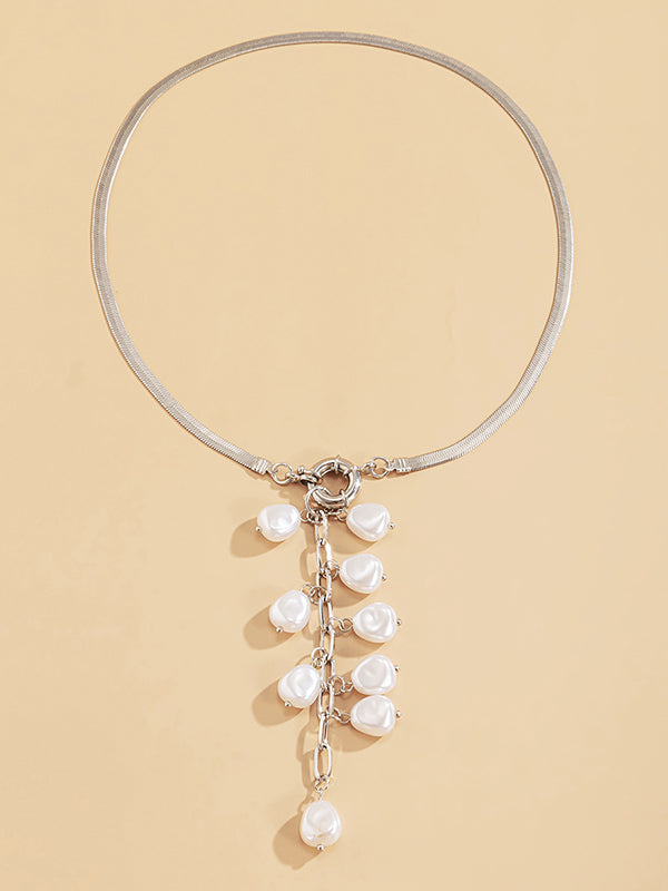 Collier Géométrique Original à Pendentif Perle