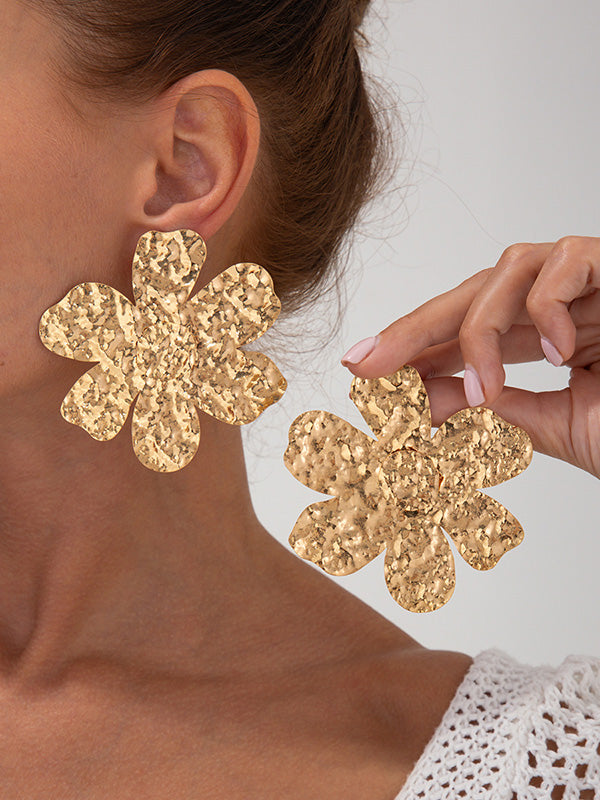 Boucles d'oreilles à coupe irrégulière, en forme de fleur
