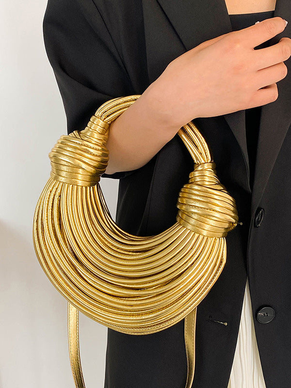 Sac bandoulière brillant à empiècements, couleur unie