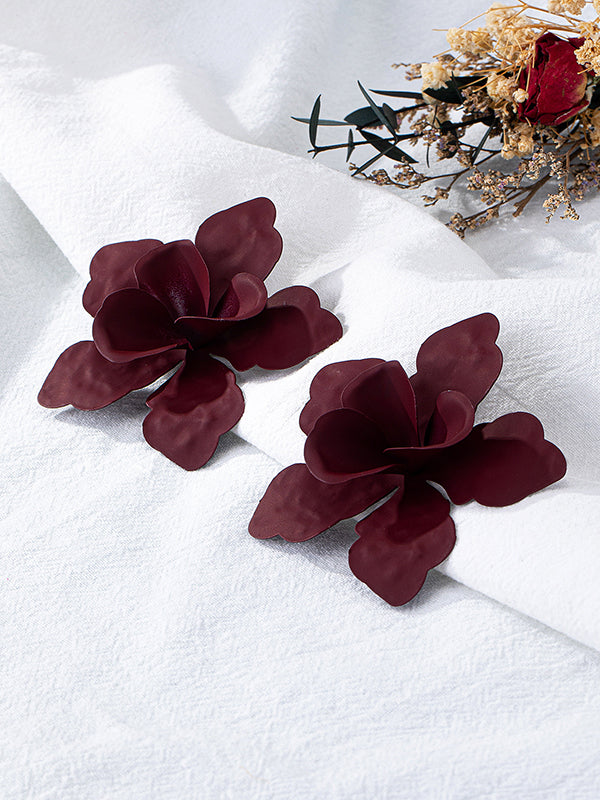 Boucles d'oreilles pendantes en forme de fleur, couleur unie