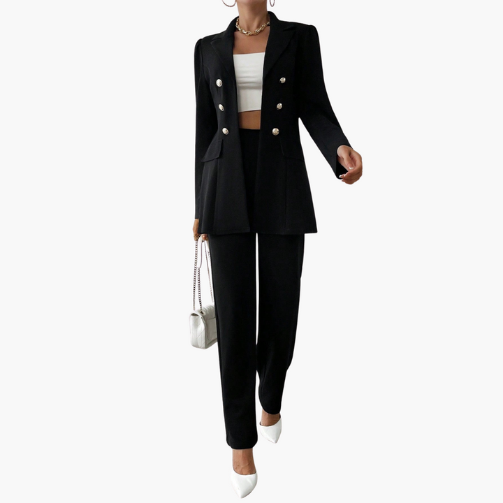 Costume deux pièces avec blazer pour femmes et pantalons droits