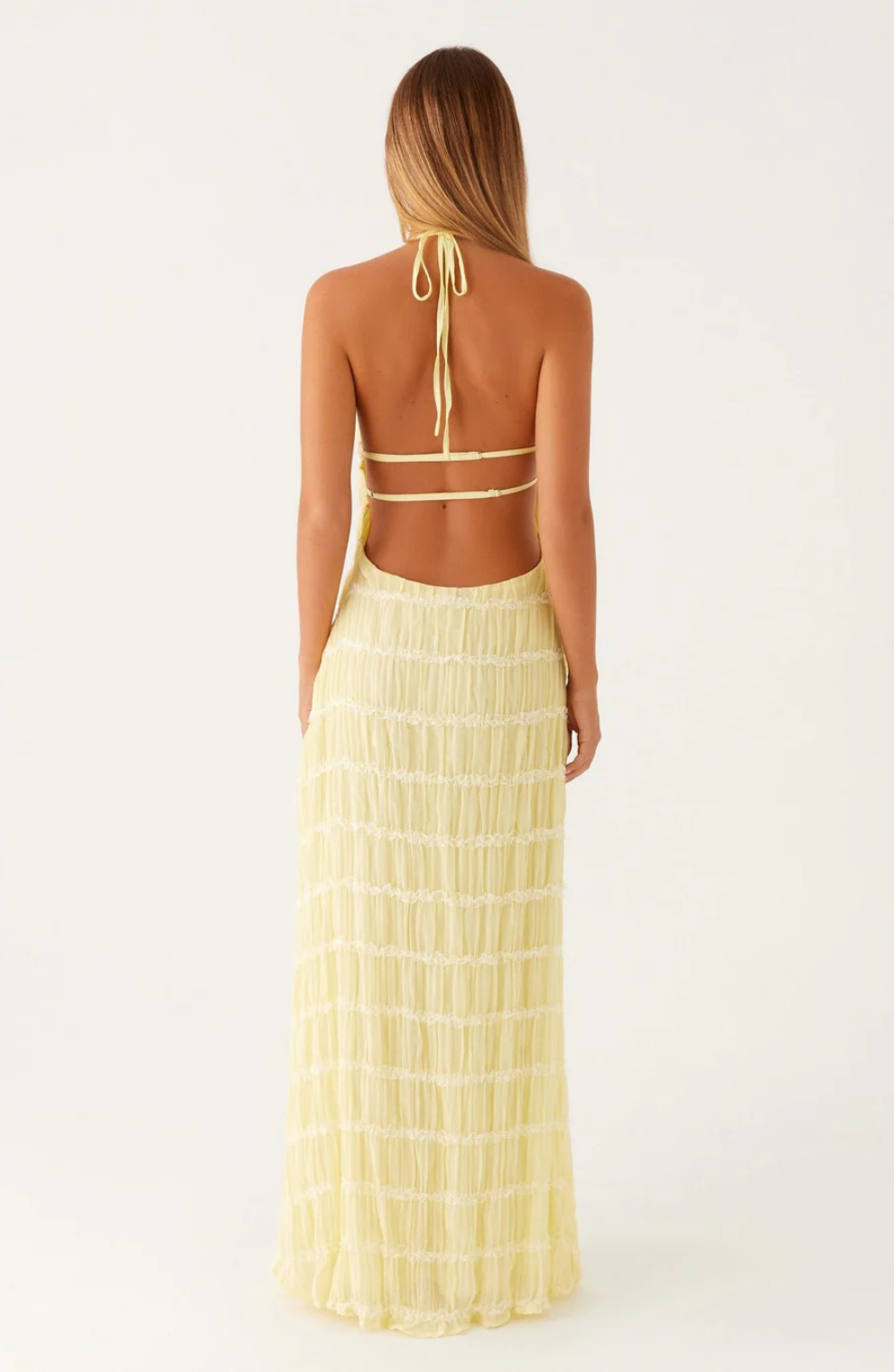 Caroline | Robe maxi à col halter texturé
