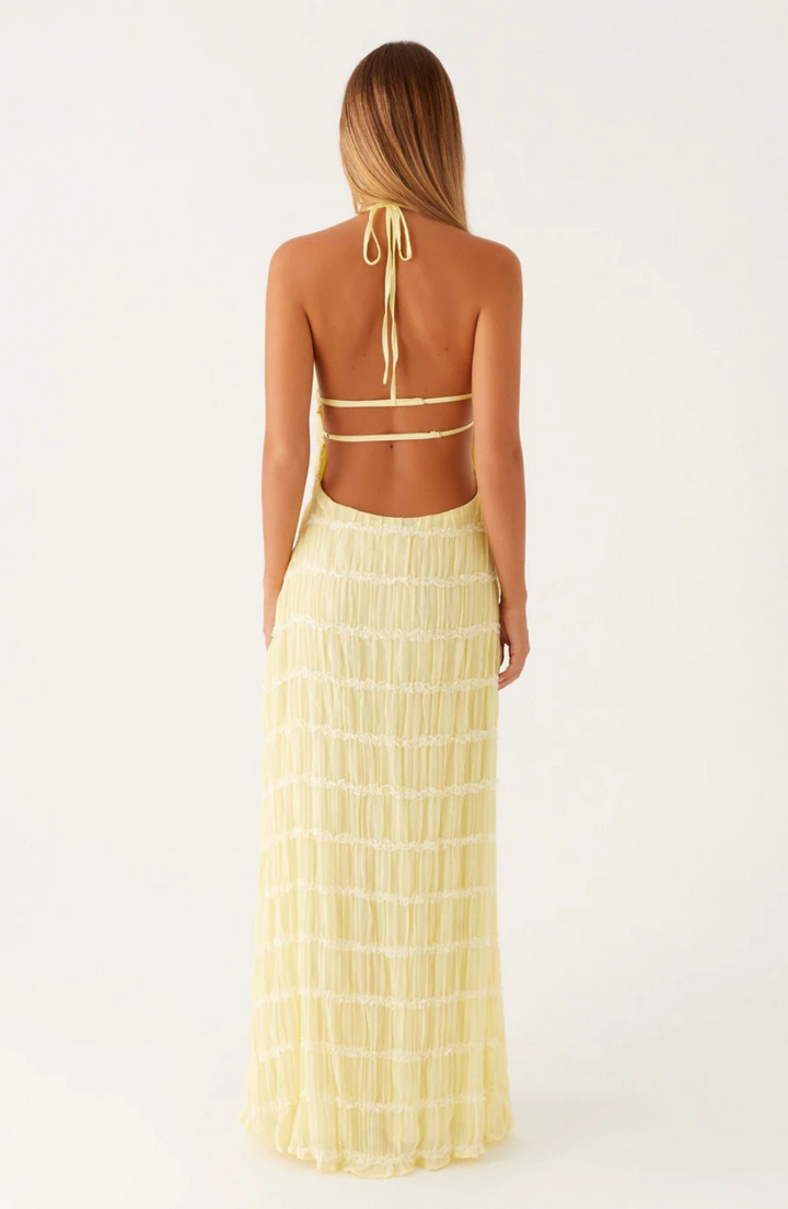Caroline | Robe maxi à col halter texturé