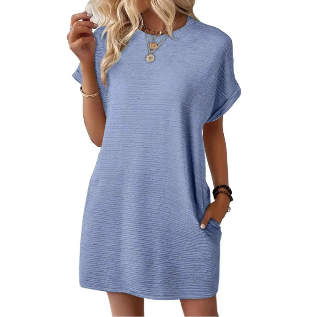 Clariss | Robe T-Shirt Femme Manches Courtes Col Rond Mini Été
