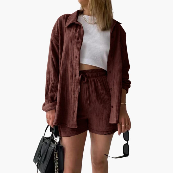 Ensemble deux pièces avec shorts pour femmes - look d'été décontracté