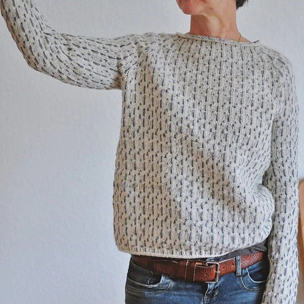 Pull en tricot gris élégant pour femmes | Manches longues
