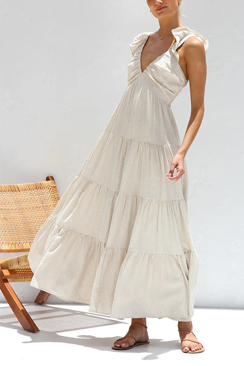 Juliet - Robe maxi avec décolleté en V et volants