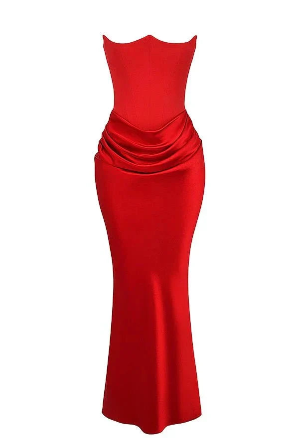 Sabrina | Robe Maxi Corset Sans Bretelles en Satin – Corset Satin Maxi 2026