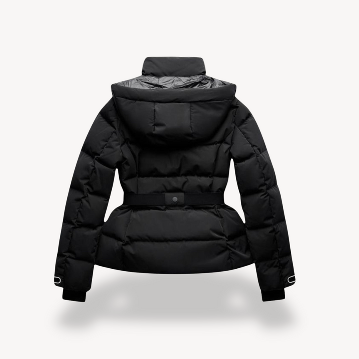 Veste d'hiver Femme Courte | Doudoune avec Ceinture et Col Haut