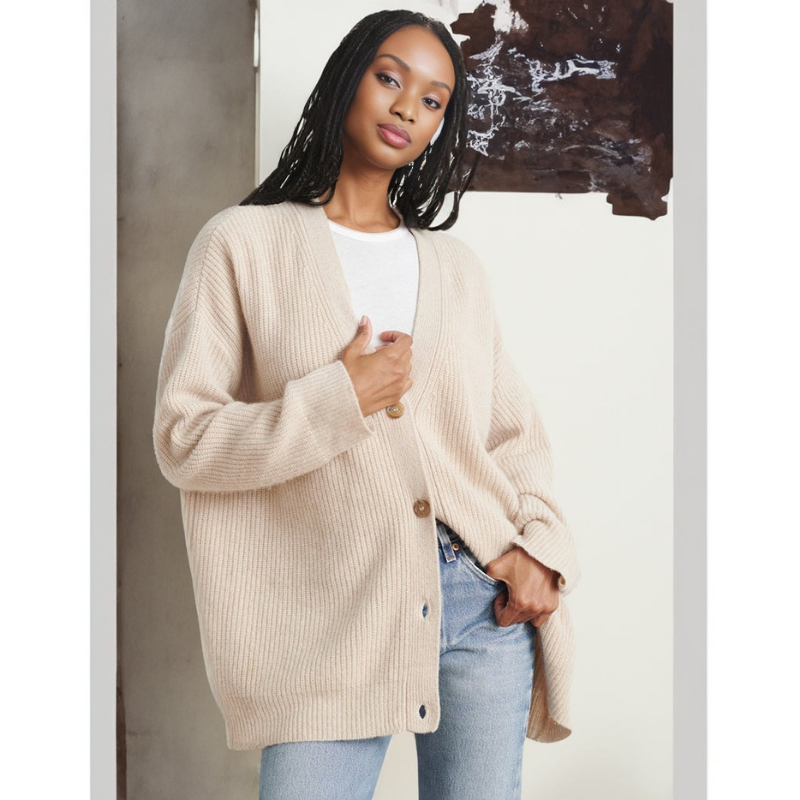 Cardigan Femme Oversize Côtelé | Détente Long