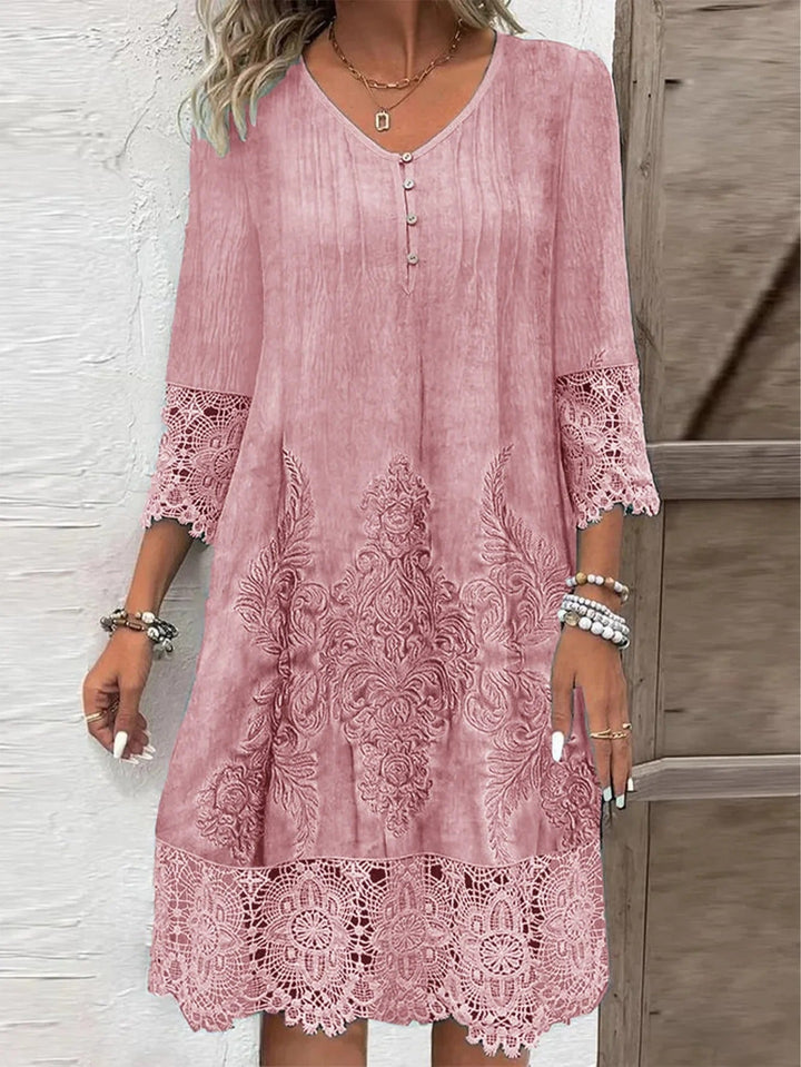 Nora | Robe tunique Boho à fleurs pour femmes avec manches en dentelle