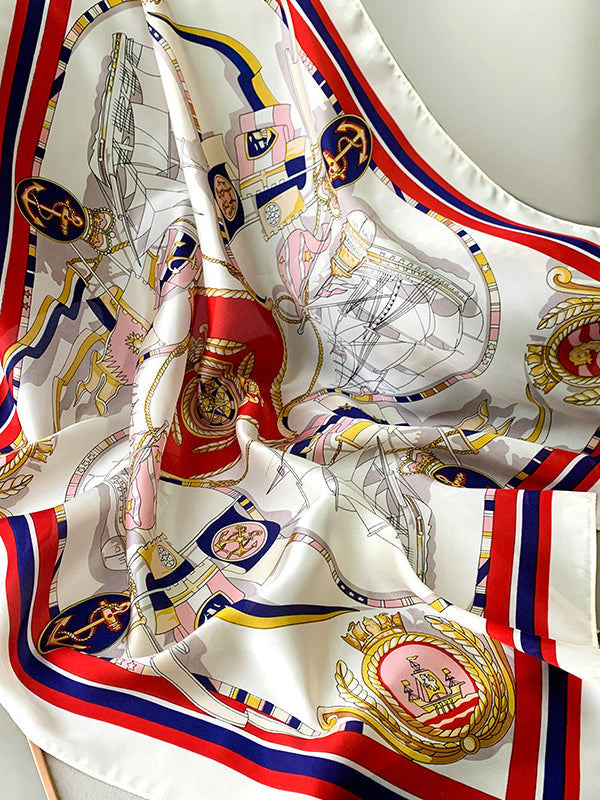 Foulard carré imprimé imitation soie urbaine