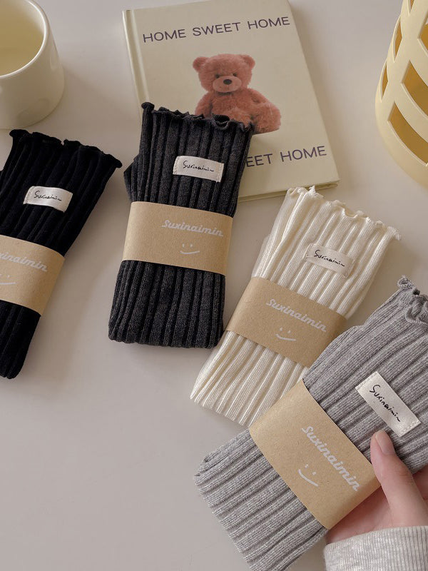 Chaussettes plissées en dentelle avec oreilles en bois