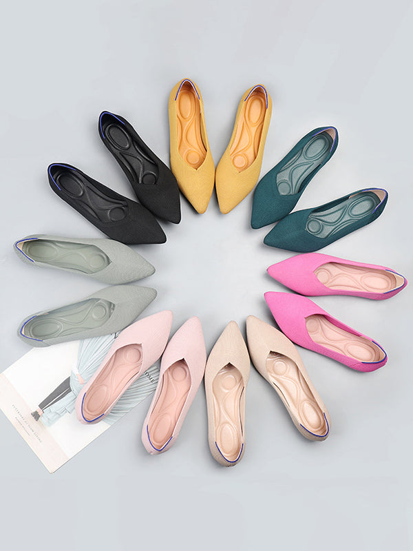Chaussures plates à bout pointu, à découpe basse, à empiècements