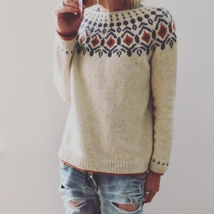 Pull en grosse maille pour femmes avec motif géométrique | Hiver