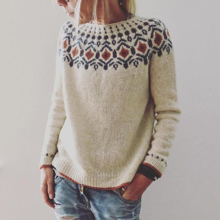 Pull en grosse maille pour femmes avec motif géométrique | Hiver