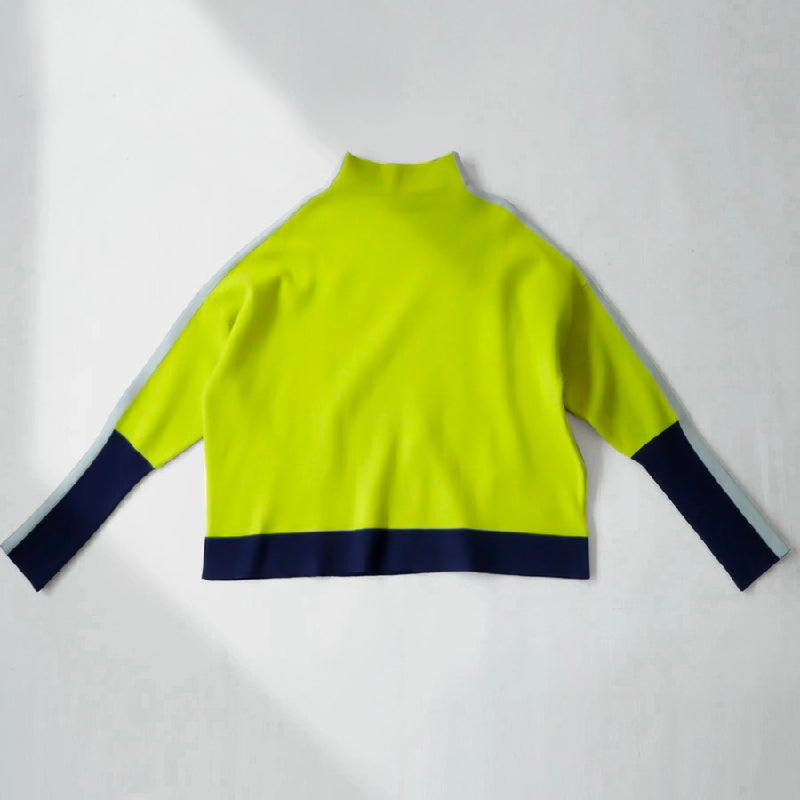 Sweat-shirt à manches longues et col haut, couleur contrastée