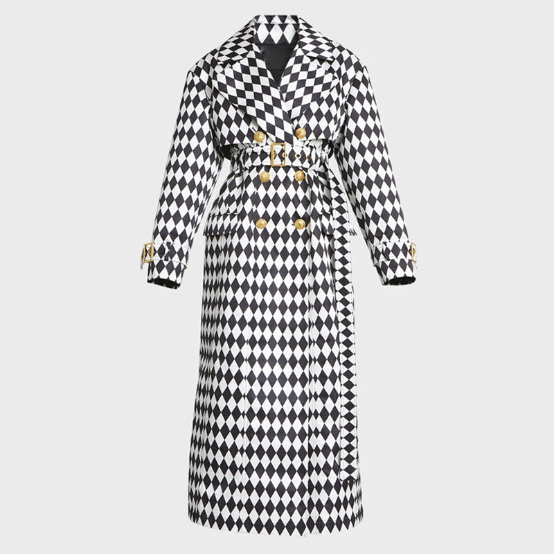 Manteau trench pour femmes avec motif Harlequin