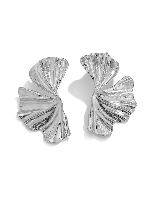 Boucles d'oreilles géométriques plissées couleur unie