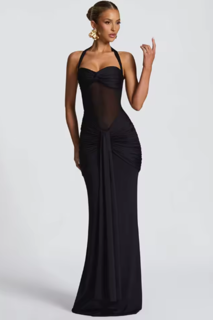Céline | Robe Maxi à Col Croisé pour Femmes avec Raffung – Invité de Mariage – Halter Maxi 2026