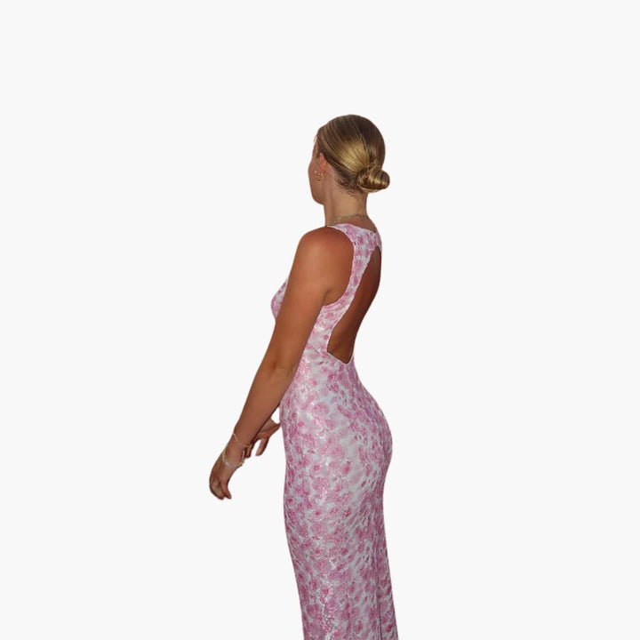 Robe maxi en dentelle - Style féminin avec décolleté en V et élégance