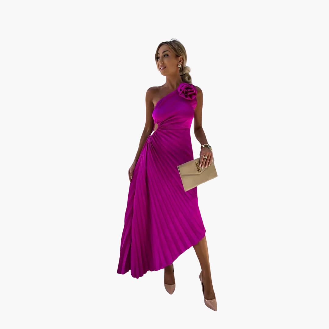 Robe midi romantique pour femmes – Appliques florales 3D