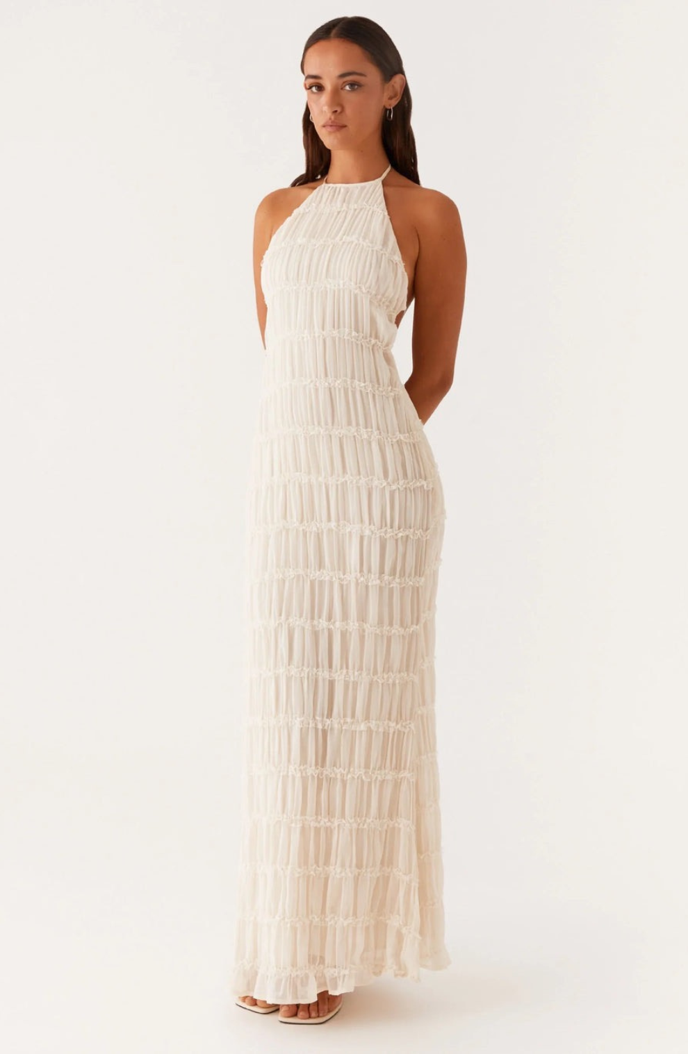 Caroline | Robe maxi à col halter texturé