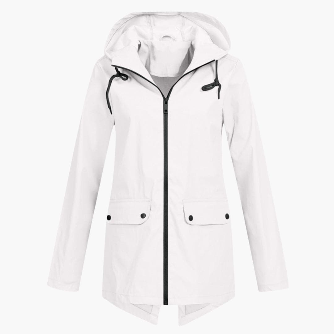 Manteau de pluie pour femmes avec capuche réglable et fermeture éclair