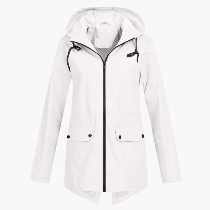 Manteau de pluie pour femmes avec capuche réglable et fermeture éclair