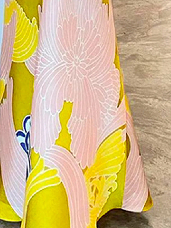 Jupe ample taille haute, à imprimé floral
