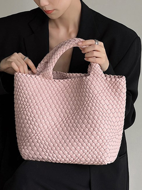Sac à main tressé couleur unie