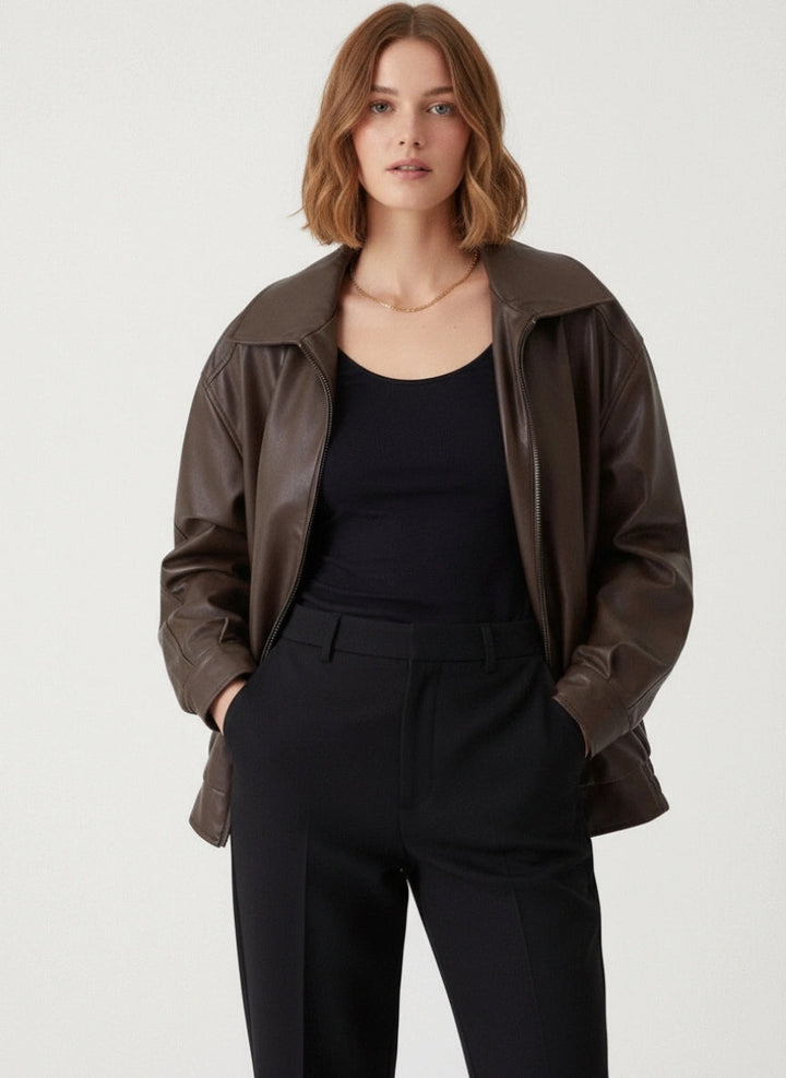Vanessa | Veste en cuir vintage oversize pour femmes