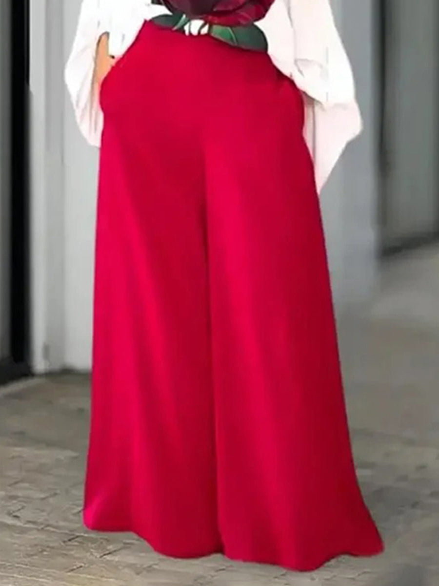 Ensemble deux pièces asymétrique taille haute, à manches longues, à taille élastique, à imprimé floral, à poches, asymétrique à une épaule, couleur unie