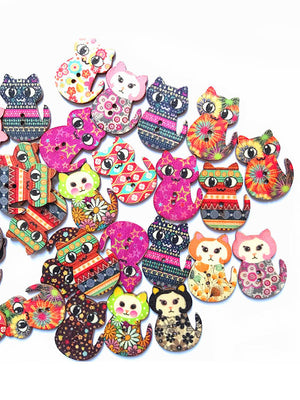 Environ 100 boutons en forme de chat, accessoires de décoration DIY