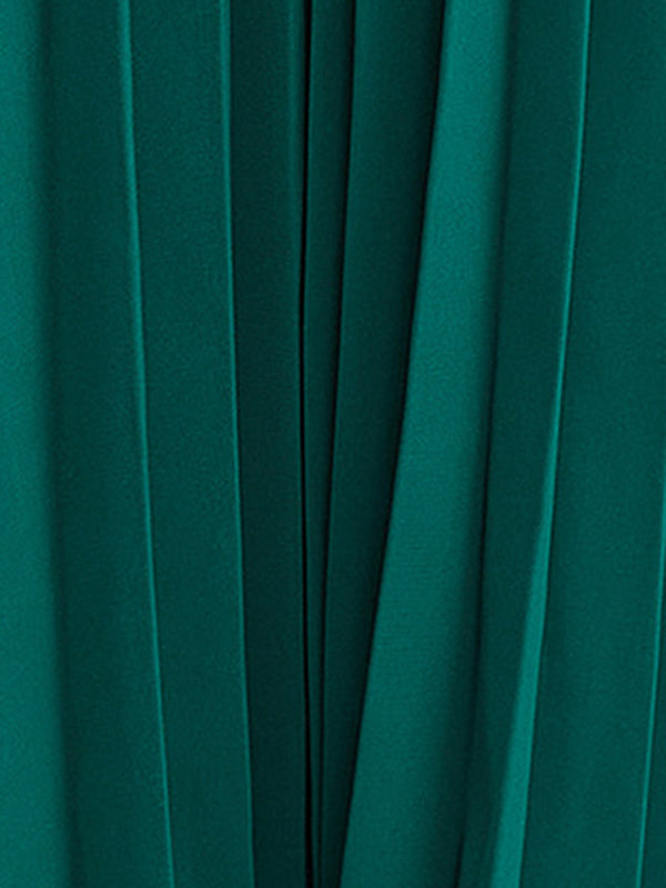 Robe longue ample plissée à manches chauve-souris, couleur unie