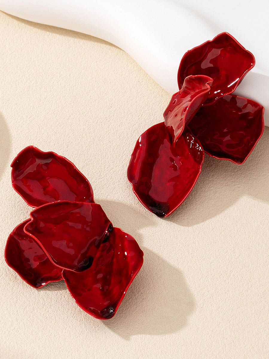Boucles d'oreilles à coupe irrégulière, à imprimé floral