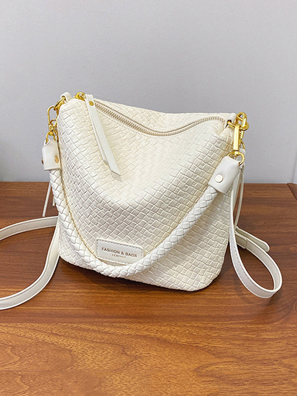 Sac tressé à empiècements, à fermeture éclair